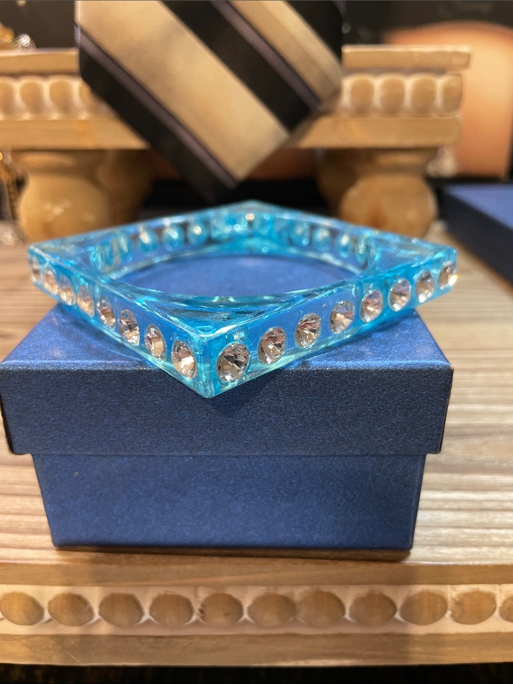 Blue Square Rhinestone Bracelet - Picture 2 of 6